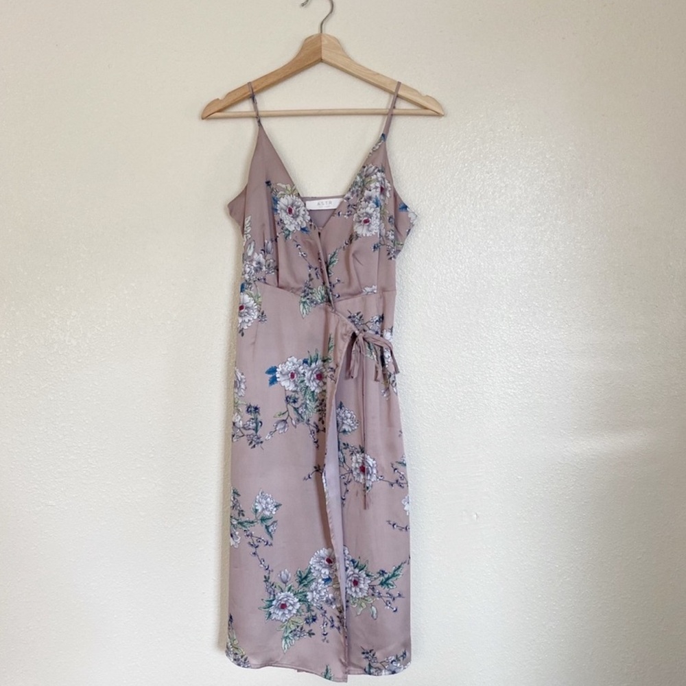 Astr wrap midi dress